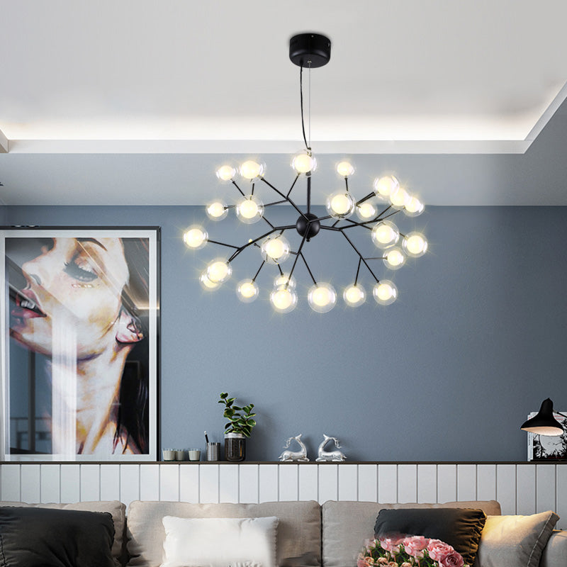 Minimalist Molecule Chandelier Double Glass Living Room Suspension Lighting Fixture