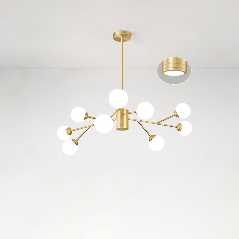 Molekularer Kronleuchter Lampe Nordic Milchglas Wohnzimmer Suspension Licht in Gold