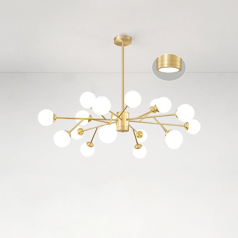 Molekularer Kronleuchter Lampe Nordic Milchglas Wohnzimmer Suspension Licht in Gold