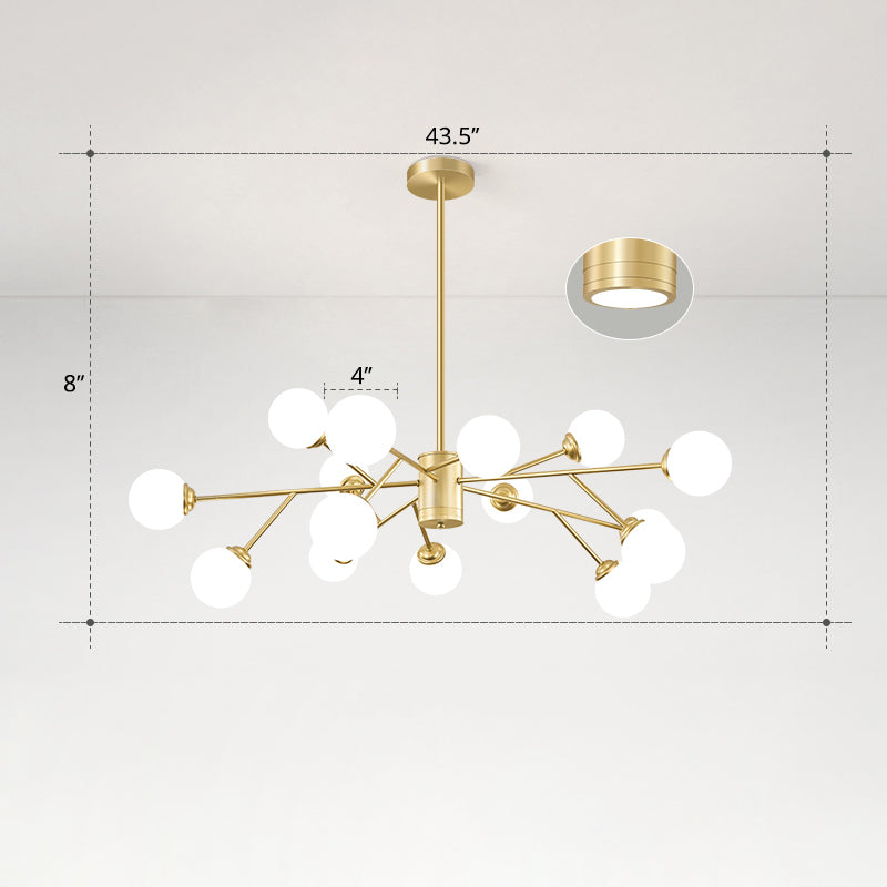 Molekularer Kronleuchter Lampe Nordic Milchglas Wohnzimmer Suspension Licht in Gold