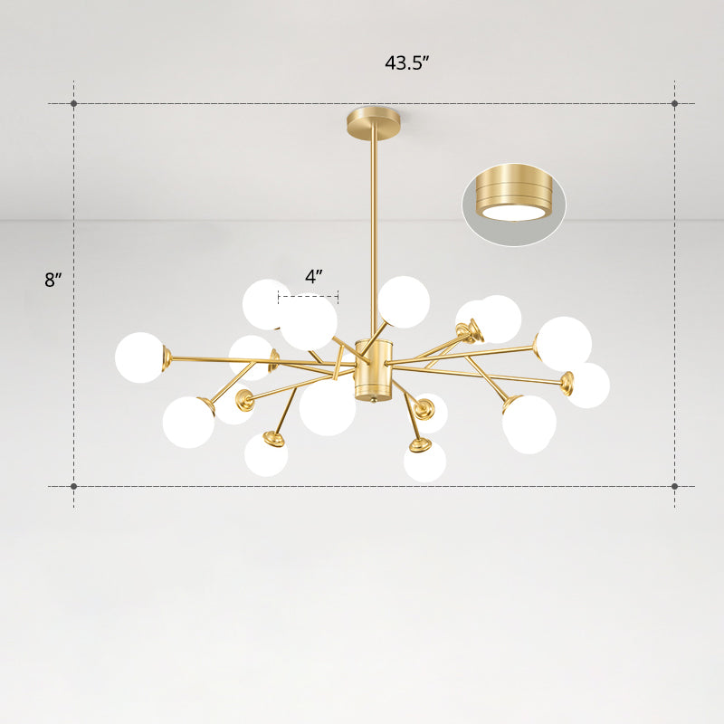 Molekularer Kronleuchter Lampe Nordic Milchglas Wohnzimmer Suspension Licht in Gold