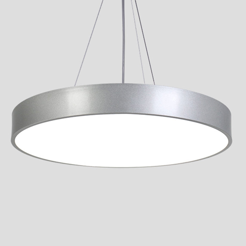 Round LED Pendulum Light Simple Style Metallic Pendant Lighting Fixture for Office
