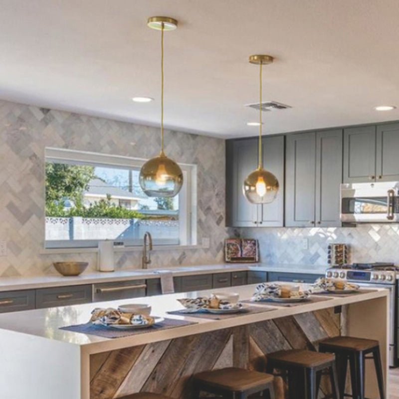 Salle à manger sphérique Lumière ombre Verre Single-bulbe Nordic Pendant Lightture