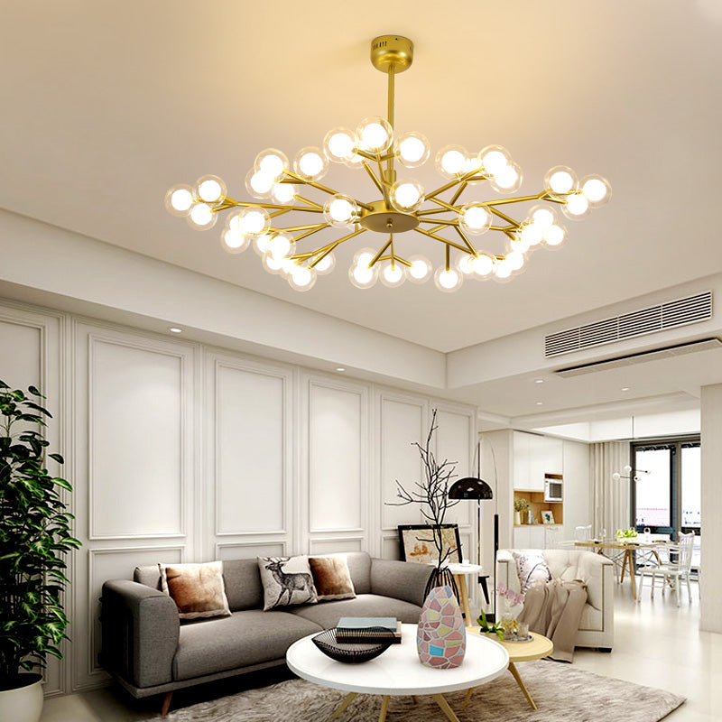Dual Glass Glowworm Chandelier Light Nordic Style Suspension Pendant Light for Living Room