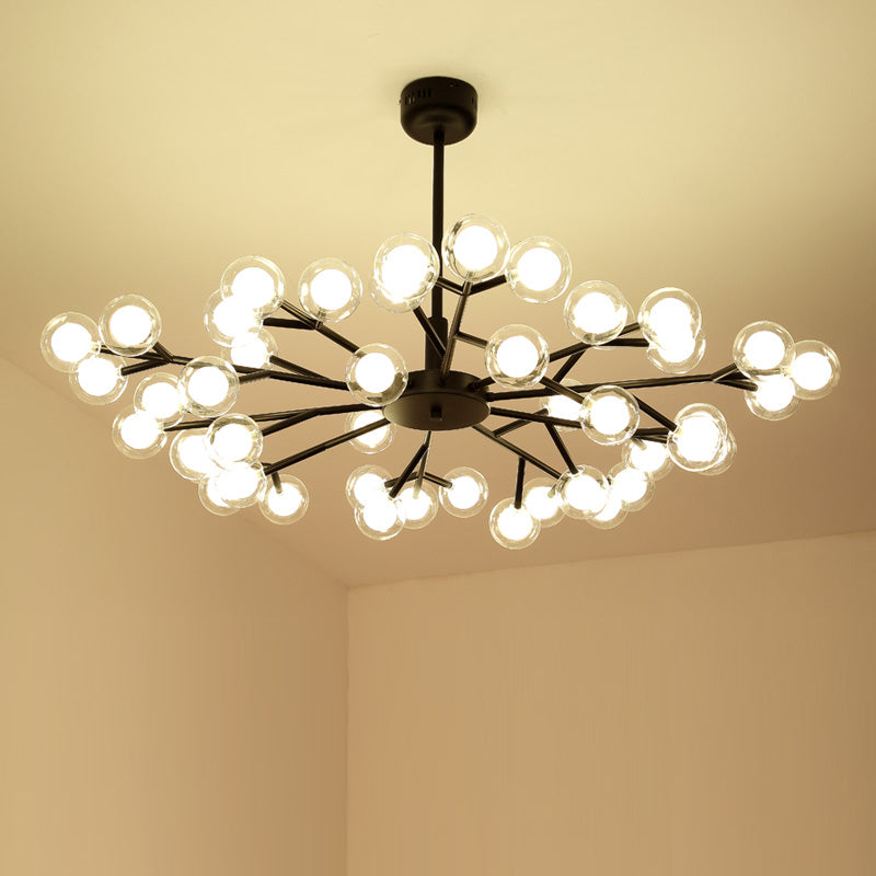 Dual Glass Glowworm Chandelier Light Nordic Style Suspension Pendant Light for Living Room