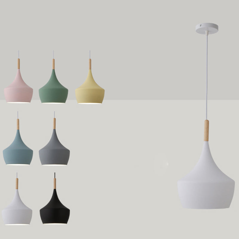 Geometric Metal Pendant Light Fixture Macaron Style 1-Light Hanging Light for Dining Room