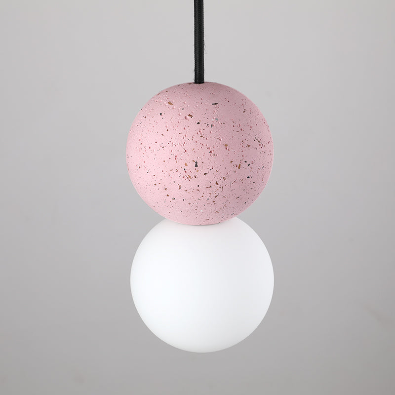 Simple Gourd Shaped Hanging Lamp Terrazzo 1-Light Bar Pendant Lighting with Opal Glass Shade