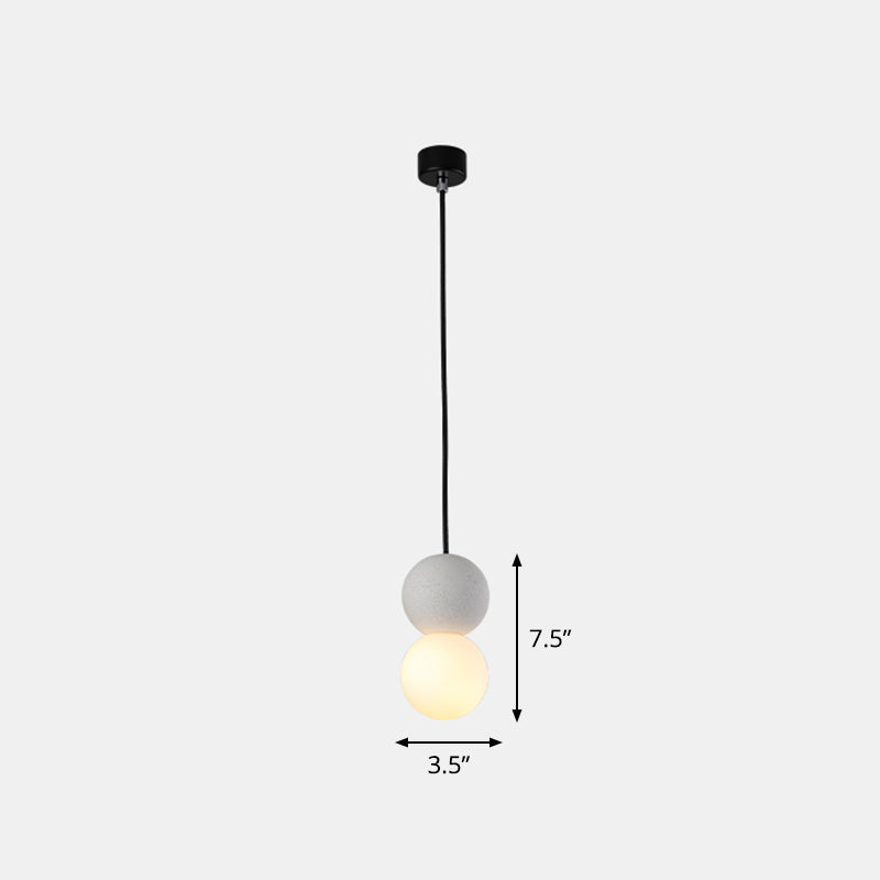 Simple Gourd Shaped Hanging Lamp Terrazzo 1-Light Bar Pendant Lighting with Opal Glass Shade