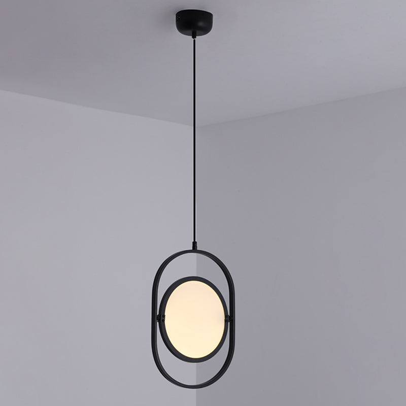 Oblong Bedside LED Pendant Lamp Acrylic Minimalistic Hanging Light Fixture in Black