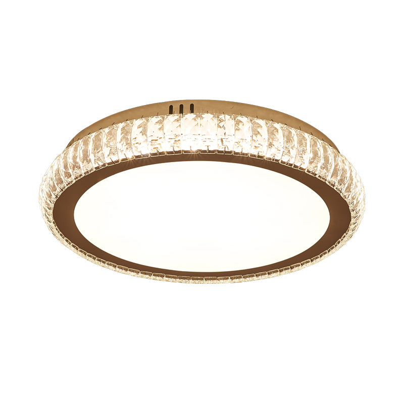 Prismatic K9 Crystal Geometric Ceiling Fixture Simple White LED Flush Mount Lighting for Bedroom