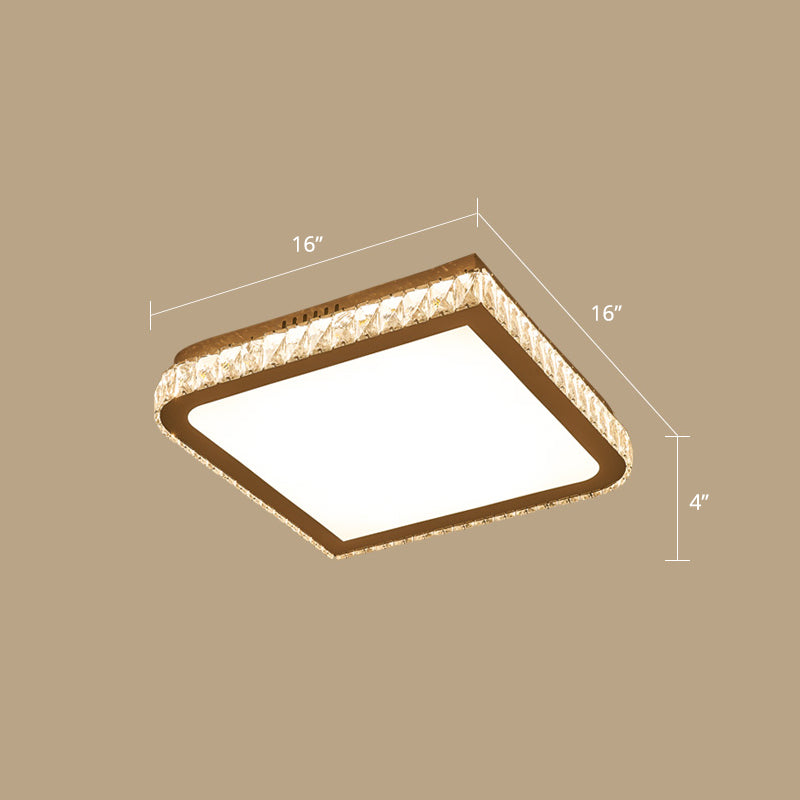 Prismatic K9 Crystal Geometric Ceiling Fixture Simple White LED Flush Mount Lighting for Bedroom