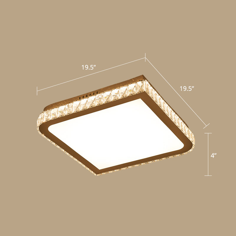 Prismatic K9 Crystal Geometric Ceiling Fixture Simple White LED Flush Mount Lighting for Bedroom