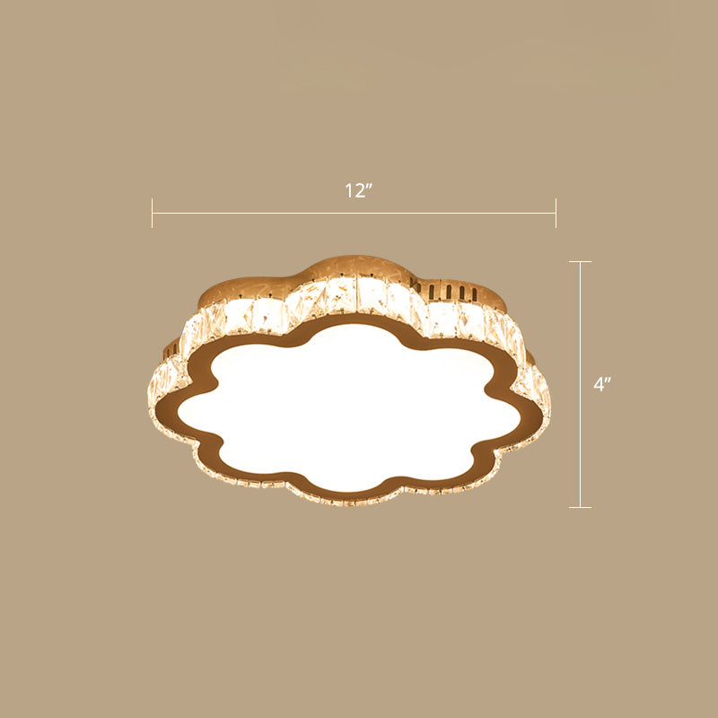 Prismatic K9 Crystal Geometric Ceiling Fixture Simple White LED Flush Mount Lighting for Bedroom