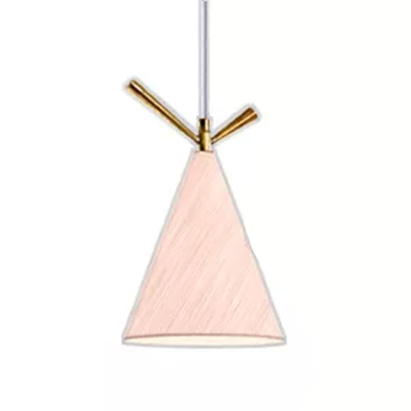 Nordic Conical Drop Pendant Metallic 1 Bulb Dining Room plafond Light avec des bois déco
