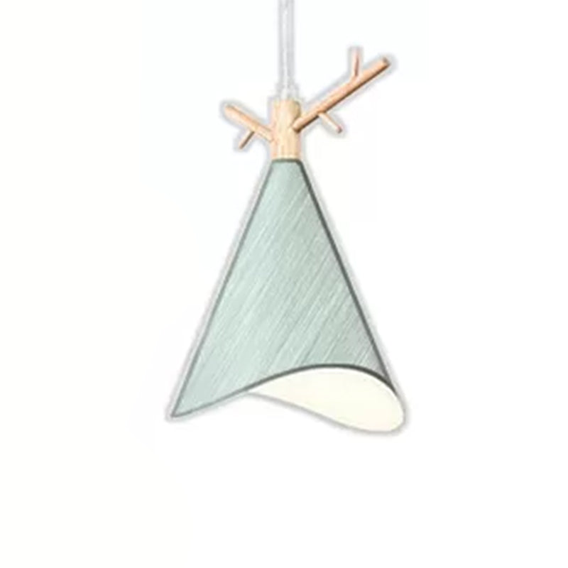 Nordic Conical Drop Pendant Metallic 1-Bulb Dining Room Ceiling Hang Light with Antler Deco