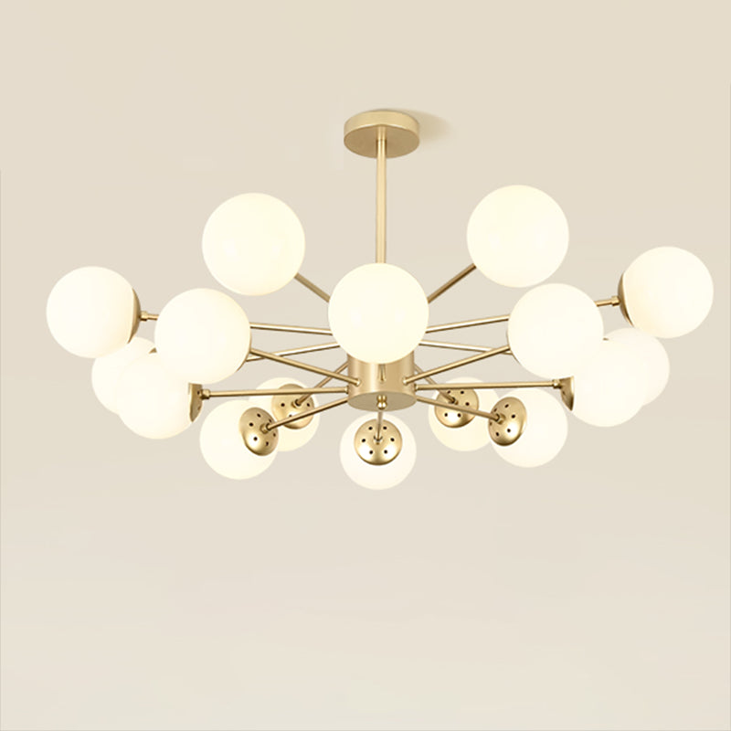 Opal Glass Radial Chandelier Postmodern Style Pendant Light Fixture for Living Room