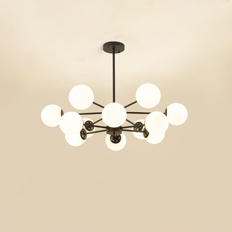 Opal Glass Radial Chandelier Postmodern Style Pendant Light Fixture for Living Room