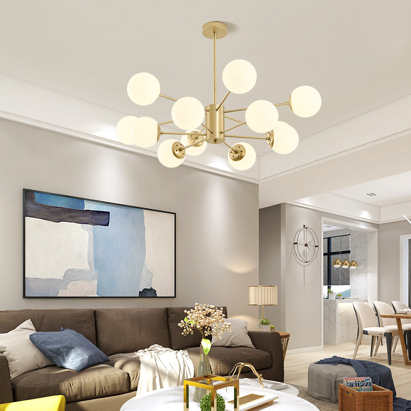 Opal Glass Radial Chandelier Postmodern Style Pendant Light Fixture for Living Room