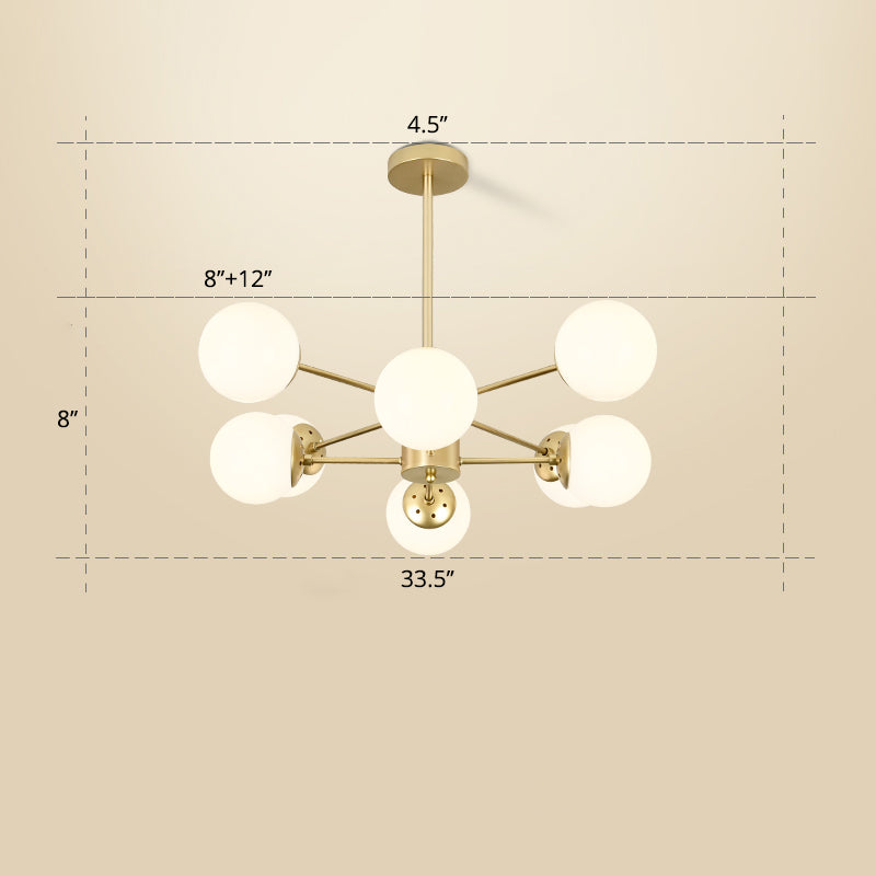 Opal Glass Radial Chandelier Postmodern Style Pendant Light Fixture for Living Room