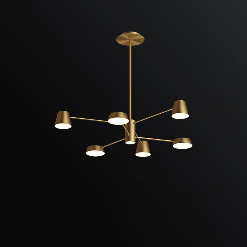 Lampadario conico per soggiorno in metallo postemoderne a sospensione a sospensione a sospensione in ottone