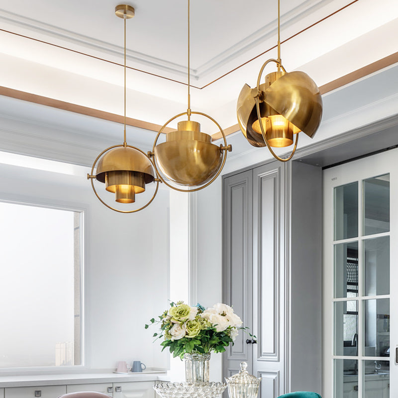 Rollover Quart-Sphere Pendant Lighting Postmodern Metal Single Restaurant Hanging Light