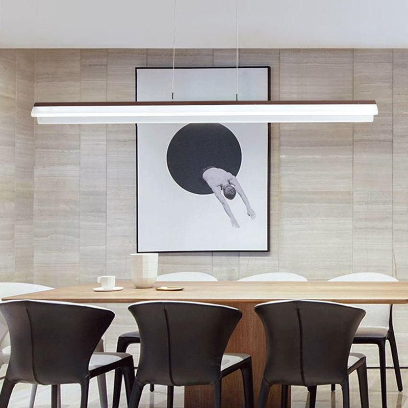 Coffee Linear Pendant Light Fixture Modern LED Acrylic Island Lighting for Dining Room