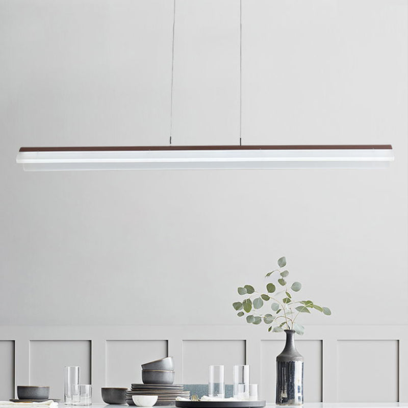 Coffee Linear Pendant Light Fixture Modern LED Acrylic Island Lighting for Dining Room