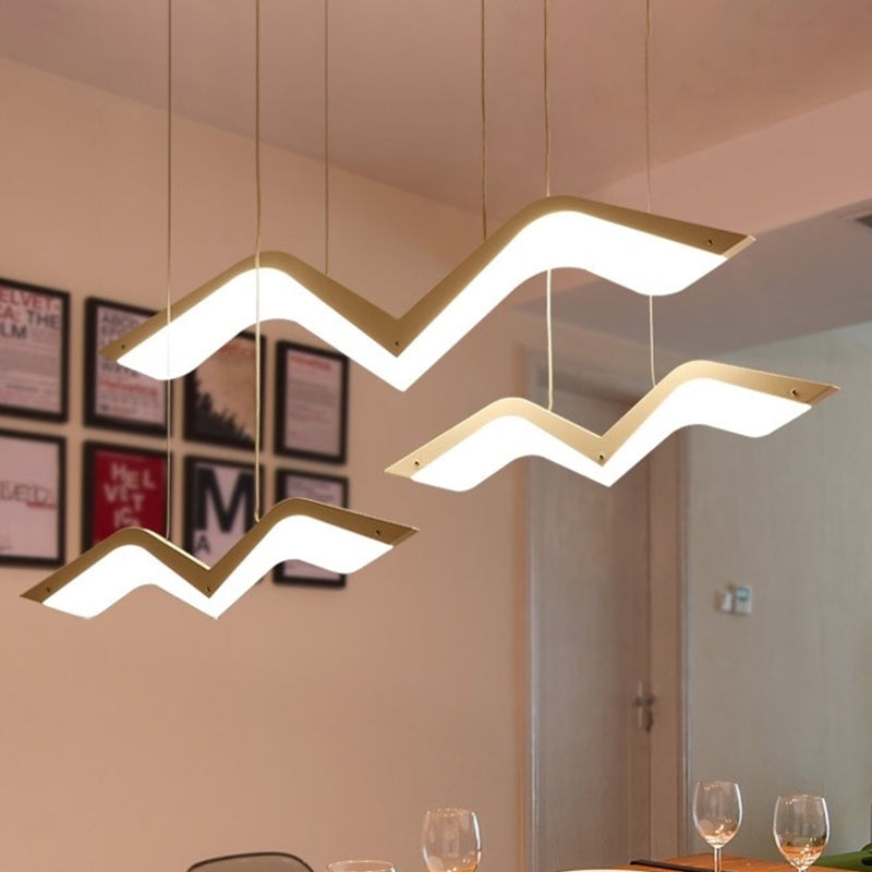 2/3/4/5 Seagull Multi Light Pendant Simple Acrylic Shade LED Hanging Lamp in White