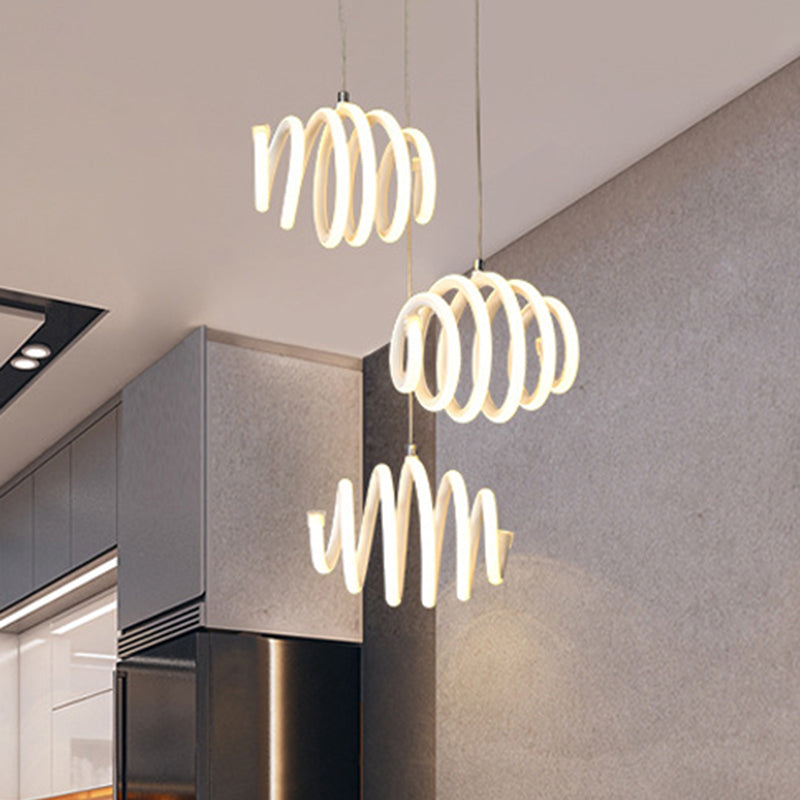 Minimalista Twisted Suspension Colgante LED acrílico Comedor Costilero Luz de techo en luz cálida/blanca