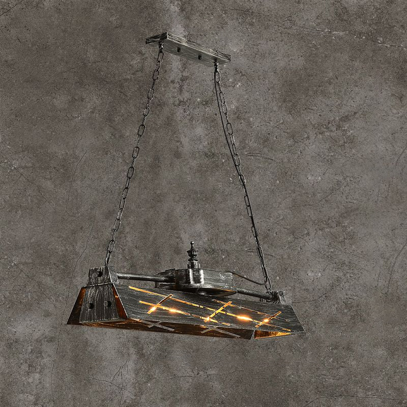 Metal Hollow-out Suspension Lamp Industrial 4-Light Dining Room Island Light Fixture