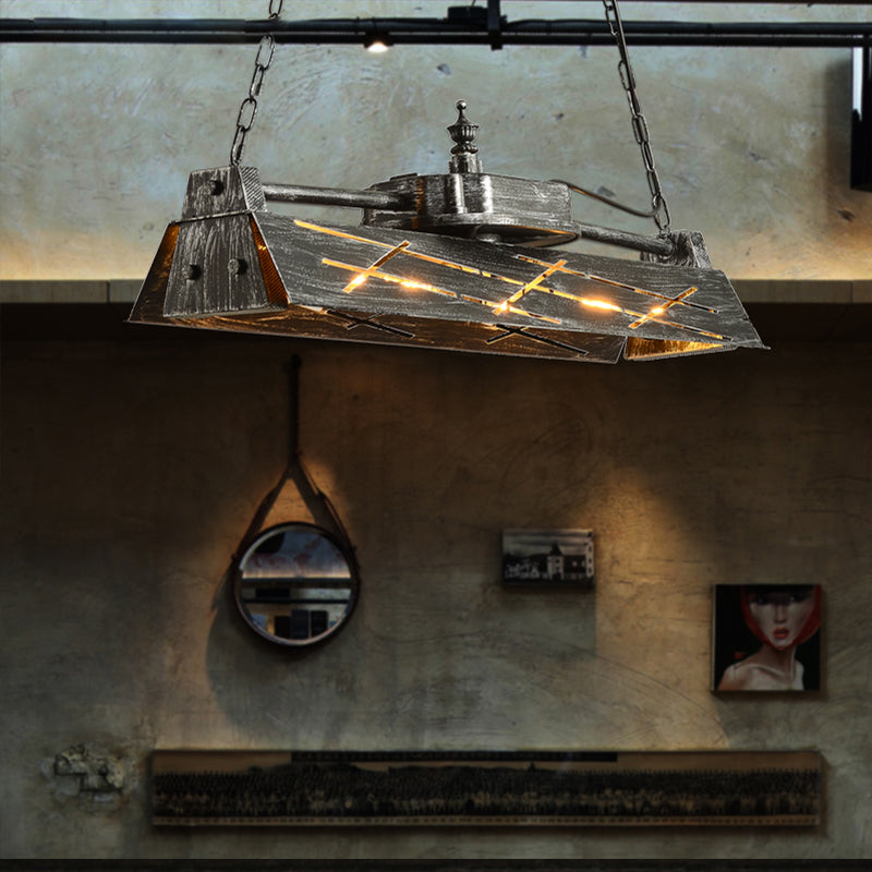Metal Hollow-out Suspension Lamp Industrial 4-Light Dining Room Island Light Fixture
