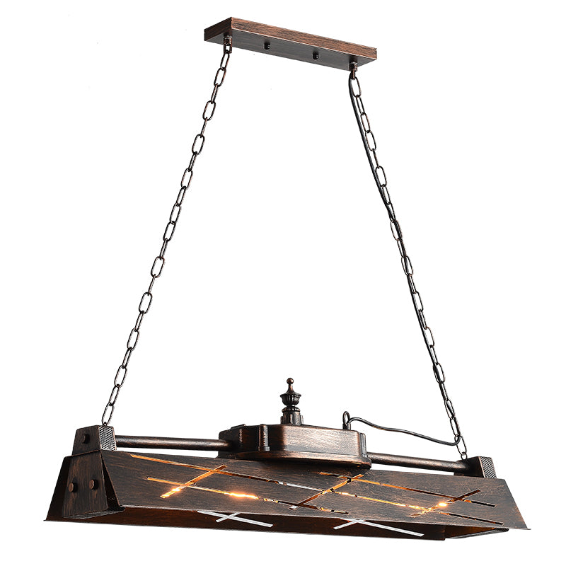 Metal Hollow-out Suspension Lamp Industrial 4-Light Dining Room Island Light Fixture
