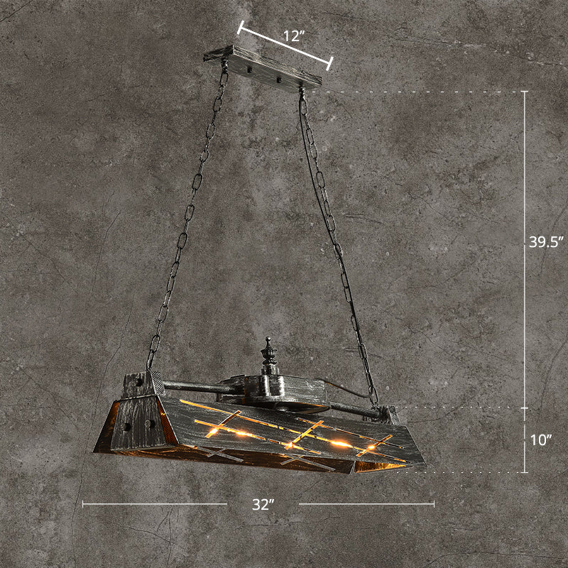 Metal Hollow-out Suspension Lamp Industrial 4-Light Dining Room Island Light Fixture