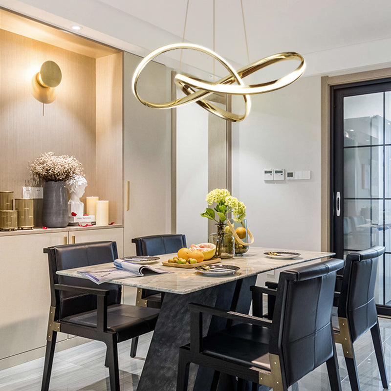 Twist in alluminio lampadario artistico oro a LED sospeso a soffitto per sala da pranzo