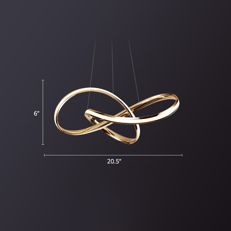 Twist Aluminum Chandelier Artistic Gold LED Hanging Ceiling Light for Dining Room