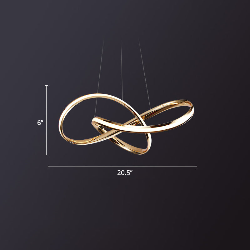 Twist Aluminum Chandelier Artistic Gold LED Hanging Ceiling Light for Dining Room