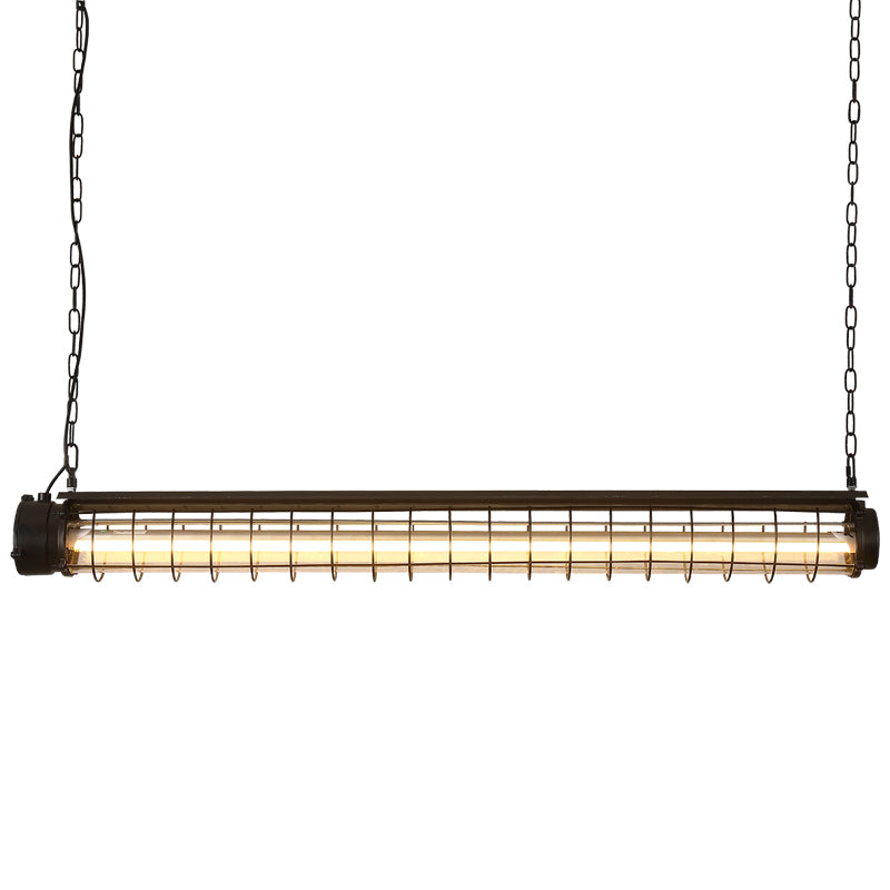 Tubular Cage Dining Room Island Lamp Industrial Metal Black Hanging Ceiling Light