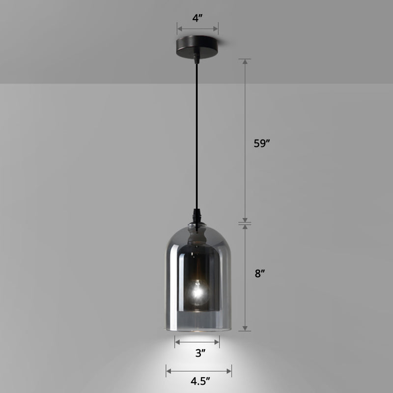 Dual Cloche Shaped Pendant Light Postmodern Blown Glass 1 Head Bedroom Suspension Light