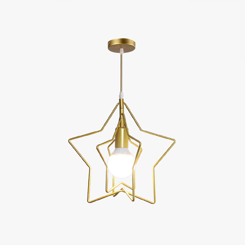 Metal Wire Cage Hanging Lamp Nordic Style Single Dining Room Ceiling Pendant Light in Gold