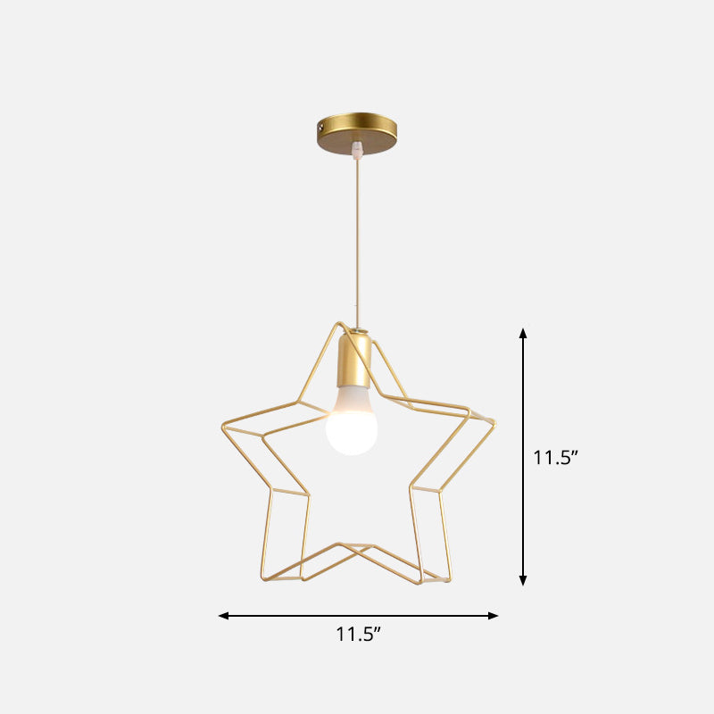 Metal Wire Cage Hanging Lamp Nordic Style Single Dining Room Ceiling Pendant Light in Gold