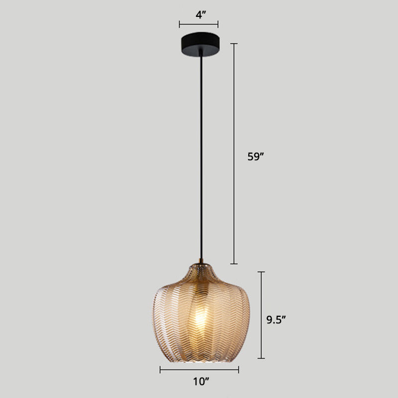 Wavy Glass Shaded Hanging Lamp Nordic Style Single Pendant Ceiling Light for Dining Room