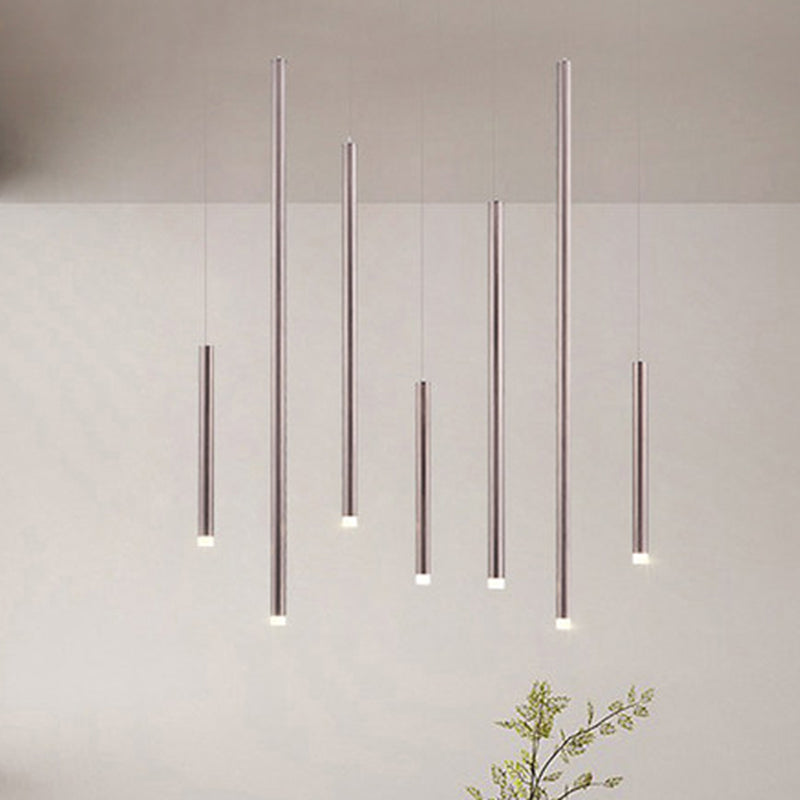 Éclairage pendentif brun / or mince moderne 7 lumières Métal de lumière suspendue pour salle à manger avec cordon réglable en chaud / blanc