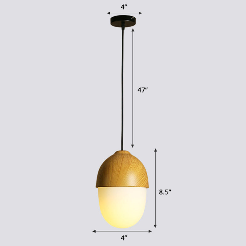 Beige Nut Pendant Light Simple Style 1 Testa a testa in legno Lampada per il ristorante