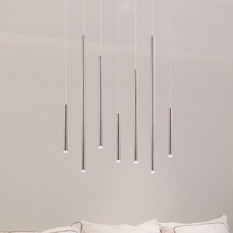 Éclairage pendentif brun / or mince moderne 7 lumières Métal de lumière suspendue pour salle à manger avec cordon réglable en chaud / blanc