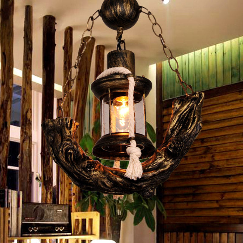 Lampada a sospensione del ristorante a forma di barca a vela in metallo nautico in bronzo 1 ciondolo per goccia in bronzo