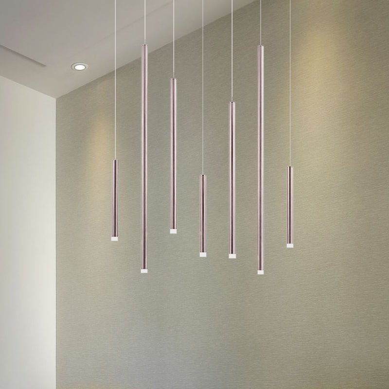 Éclairage pendentif brun / or mince moderne 7 lumières Métal de lumière suspendue pour salle à manger avec cordon réglable en chaud / blanc