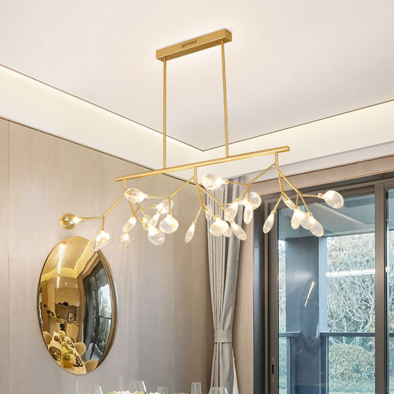 Minimalist Firefly Island Lamp Glass 27-Bulb Dining Room Suspended Lighting Fixture