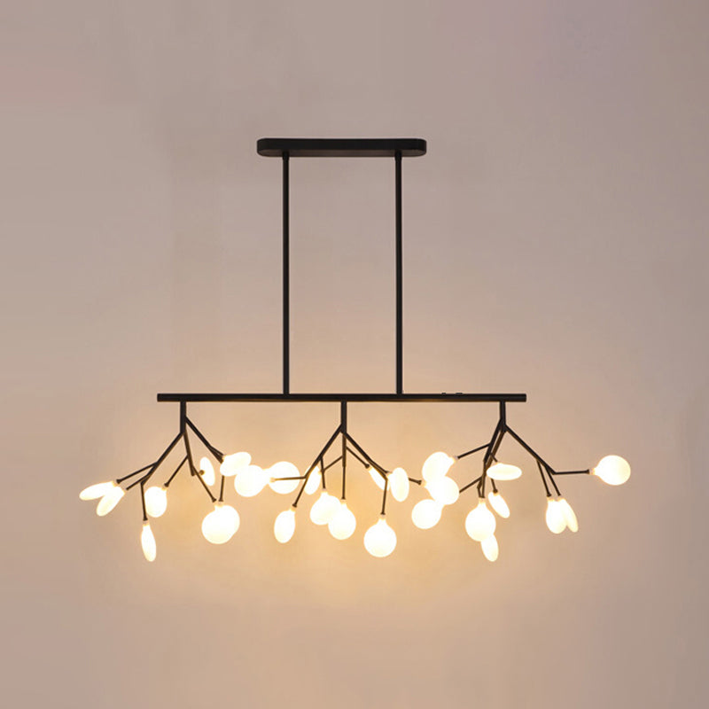 Minimalist Firefly Island Lamp Glass 27-Bulb Dining Room Suspended Lighting Fixture