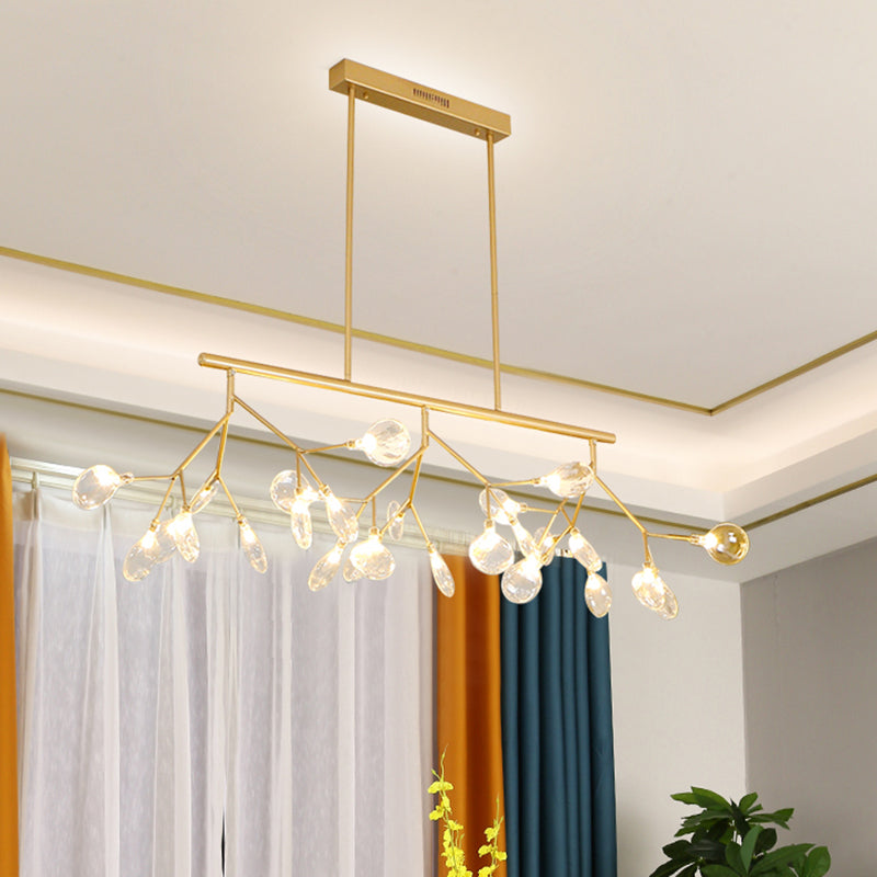 Minimalist Firefly Island Lamp Glass 27-Bulb Dining Room Suspended Lighting Fixture