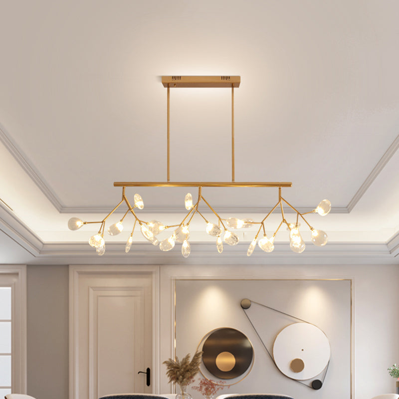 Minimalist Firefly Island Lamp Glass 27-Bulb Dining Room Suspended Lighting Fixture